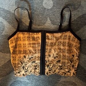 aerie Lace Corset Bralette Top in Black and Tan